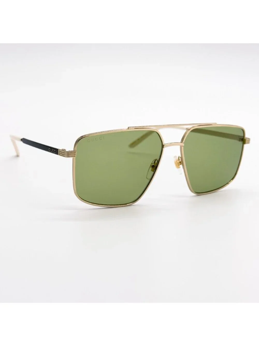 New Gucci Gold Green Pilot Frame Unisex Sunglasses GG0941S 002